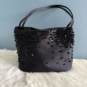 The Limited Black Beaded Sequin Mini Evening Bag